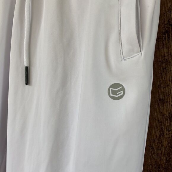 Gradual White Jogger Track Pant Zipper Pockets Tapered Running Sweatpants Lounge - Picture 6 of 15